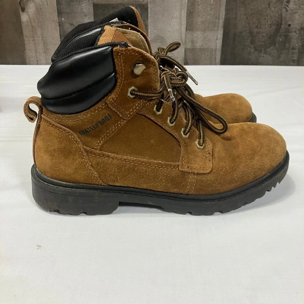 Brahma Mens Waterproof Suede Leather Work Boots Wheat Brown  Size 7.5W Rugged